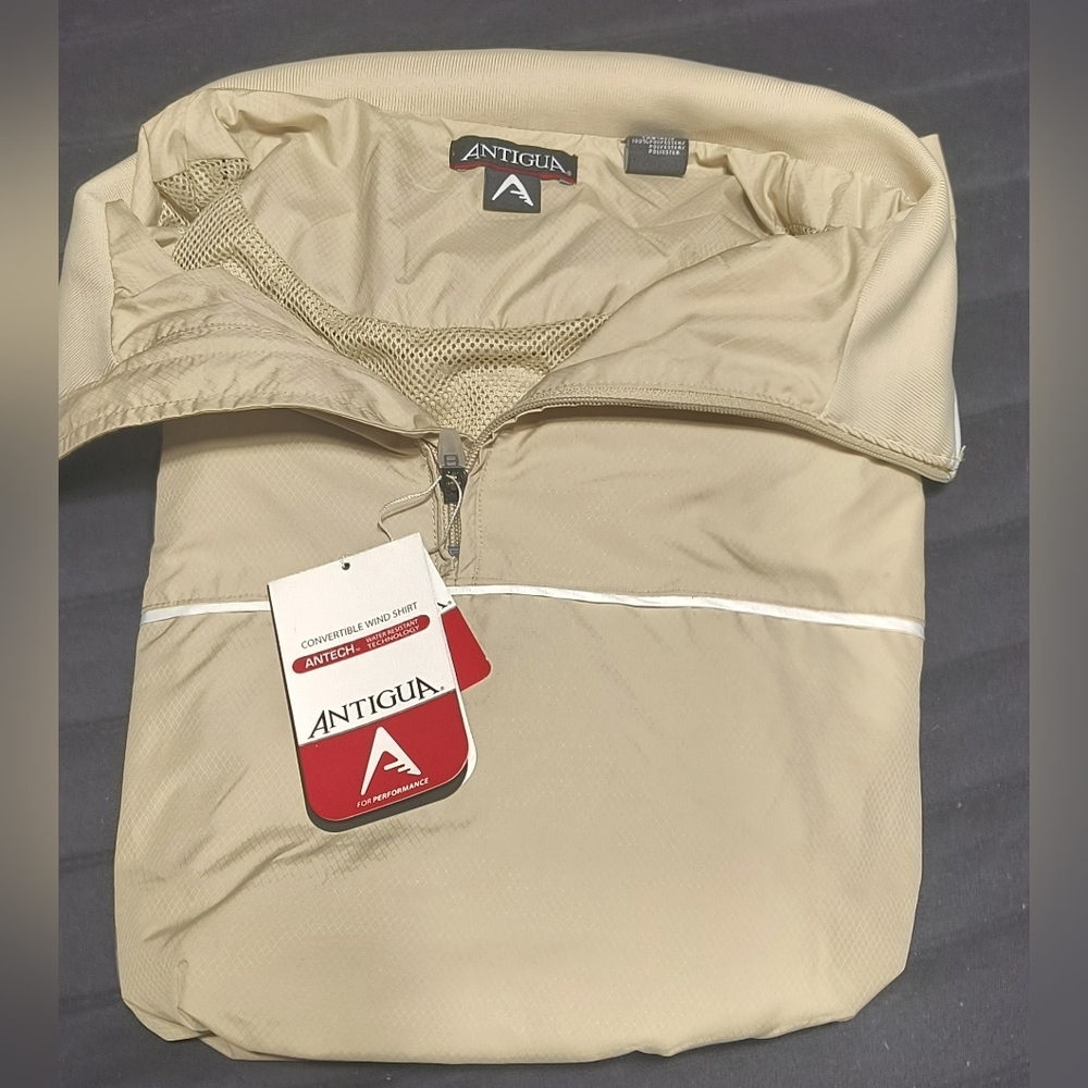 Antigua Convertible Wind Shirt Jacket XL Mens Tan Allegheny Hospital